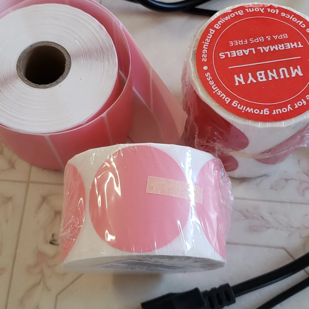 x3NWT 2140! Sticker Labels Muynbyn Sticker Printer Labels Red Heart Pink Circles